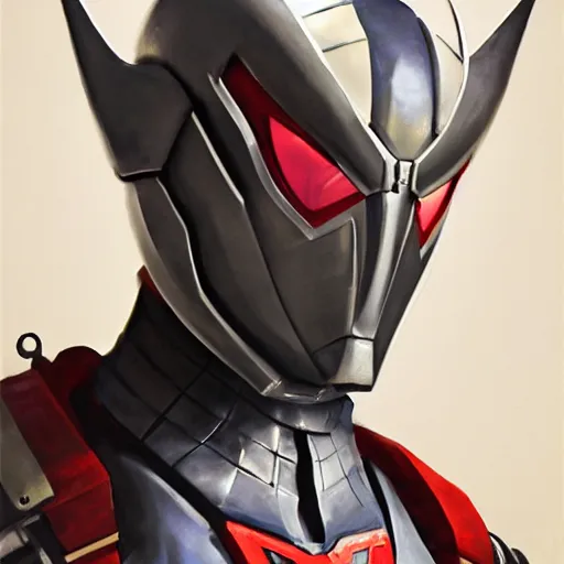 Image similar to greg manchess portrait painting of armored spiderman ultraman grey fox from metal gear cyborg japanese - american hybrid as overwatch character, medium shot, asymmetrical, profile picture, organic painting, sunny day, matte painting, bold shapes, hard edges, street art, trending on artstation, by huang guangjian and ail elvgren and sachin teng