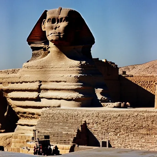 Image similar to the sphinx in a stopmotion set