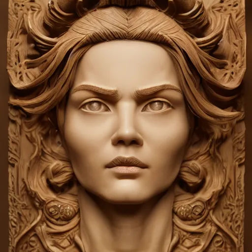 Prompt: high intricate bust of an tracer carved from wood in baroque style, studio light, maria panfilova, andrea savchenko, mike kime, ludovic plouffe, qi sheng luo, oliver cook, trending on artstation