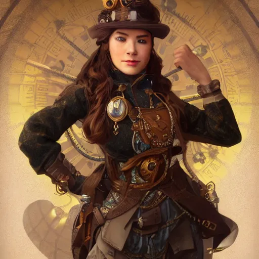 Prompt: Three quarters portrait of a female steampunk dwarf, highly detailed, digital painting, art by Stanley Lau and Artgerm and magali villeneuve and Alphonse Mucha, artstation, octane render, cgsociety