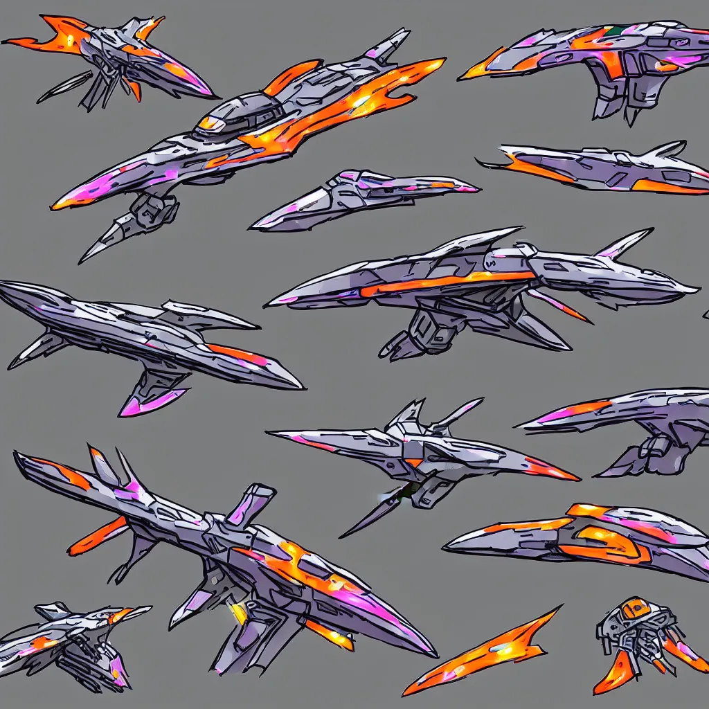 Image similar to combat spaceship concept art colorful