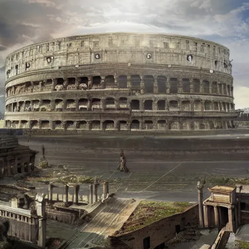 Prompt: high - tech futuristic ancient rome