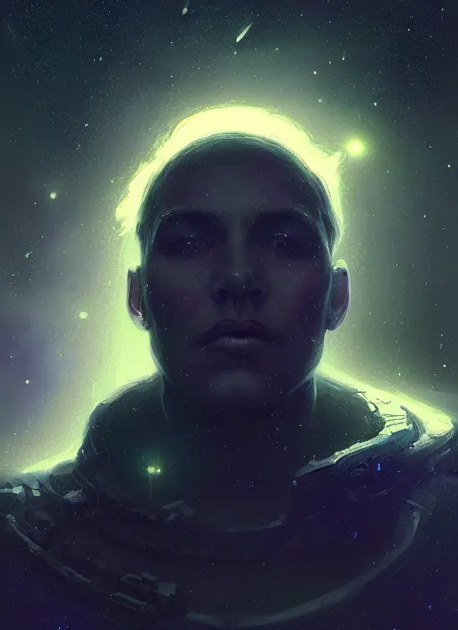 Image similar to an giant face in space, stars, glowing, space, dark, beautiful, fine details. night setting. realistic shaded lighting poster by craig mullism, artgerm, jeremy lipkin and michael garmash, unreal engine, radiant light, detailed and intricate environment, digital art, trending on art station,