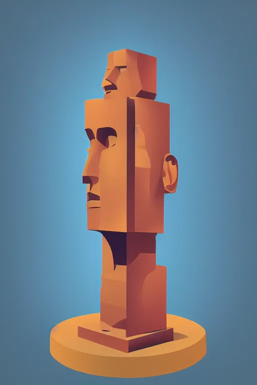 Image similar to cubist moai statue cutout digital illustration cartoon colorful beeple