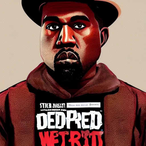 Prompt: kanye west in illustration red dead redemption 2 artwork of kanye west, in the style of red dead redemption 2 loading screen, by stephen bliss