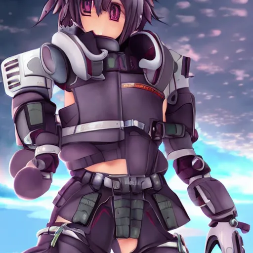 Image similar to astolfo in jetstream sam's exosuit