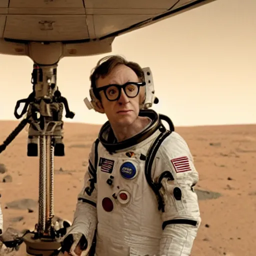 Prompt: A Woody Allen comedy on the first man on Mars