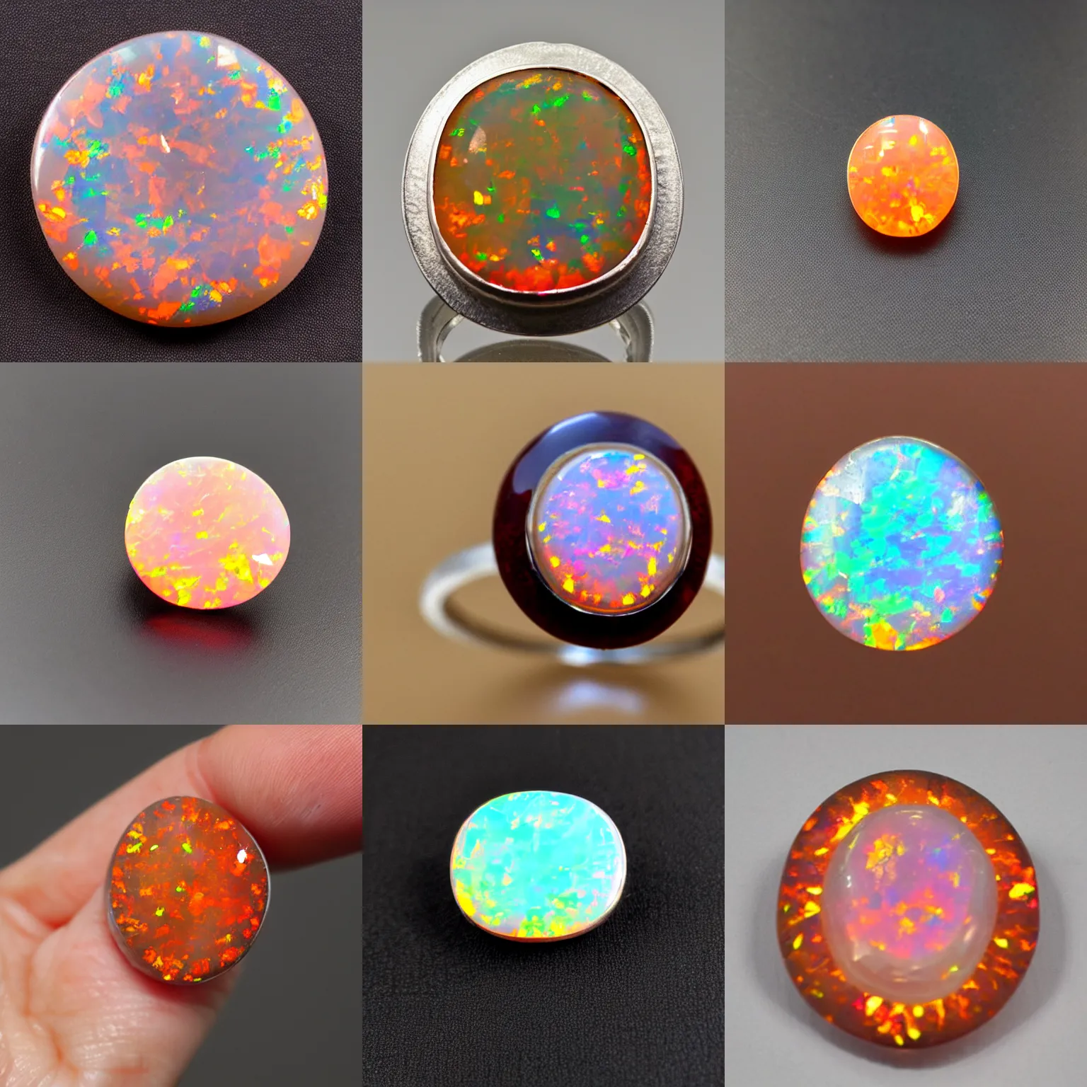 Prompt: solid fire opal carved into the shape of a circle