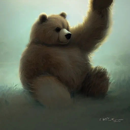 Prompt: cute fluffy bear who wants a hug digital painting, artstation, concept art, soft light, hdri, smooth, sharp focus, illustration, fantasy, intricate, elegant, highly detailed, D&D, matte painting, in the style of Greg Rutkowski and Alphonse Mucha and artemisia, 8k, highly detailed, jurgens, rutkowski, bouguereau, pastoral, rustic, georgic