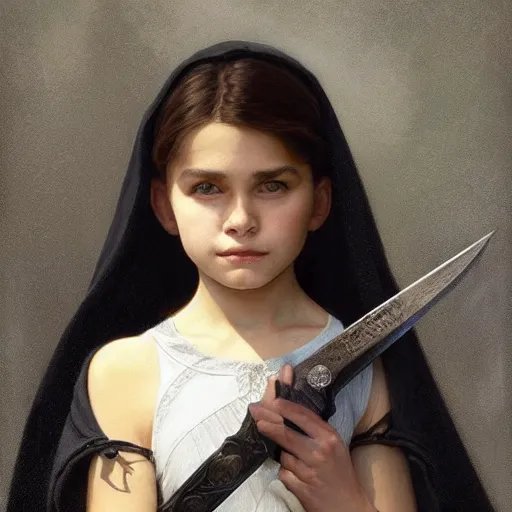 Prompt: perfectly - centered - portrait of a kid wearing black cloak holding wooden sword, intricate, highly detailed, digital painting, artstation, concept art, smooth, sharp focus, illustration, unreal engine 5, 8 k, art by artgerm and greg rutkowski and alphonse mucha