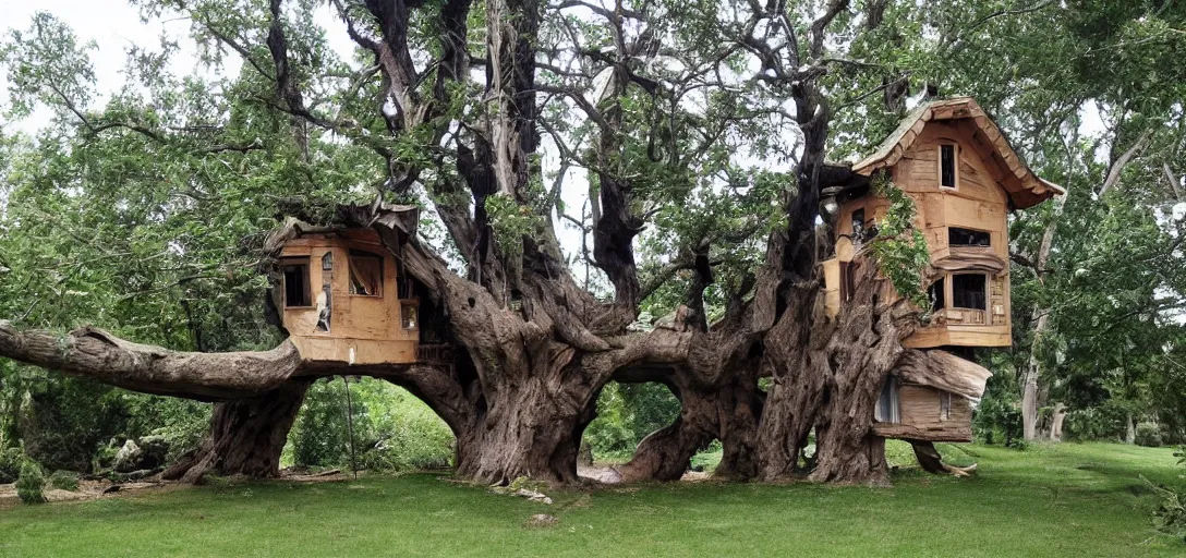 Image similar to house built into a tree