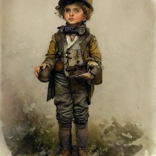 Image similar to (((((portrait of boy dressed as steampunk explorer scientist . muted colors.))))) by Jean-Baptiste Monge !!!!!!!!!!!!!!!!!!!!!!!!!!!