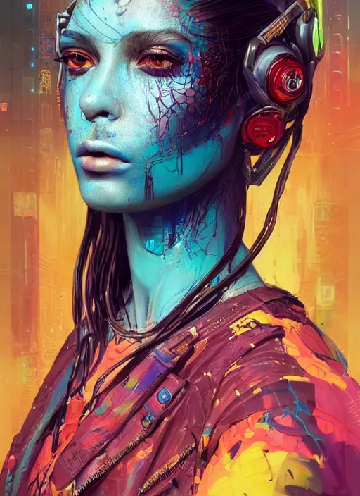 Image similar to beautiful portrait of Lofi cyberpunk jaydayoungan, by Tristan Eaton, Stanley Artgermm, Tom Bagshaw, Greg Rutkowski, Carne Griffiths. trending on DeviantArt, face enhance, hyper detailed, trending on Artstation, 8k, masterpiece, graffiti paint, fine detail, full of color, intricate detail, golden ratio illustration