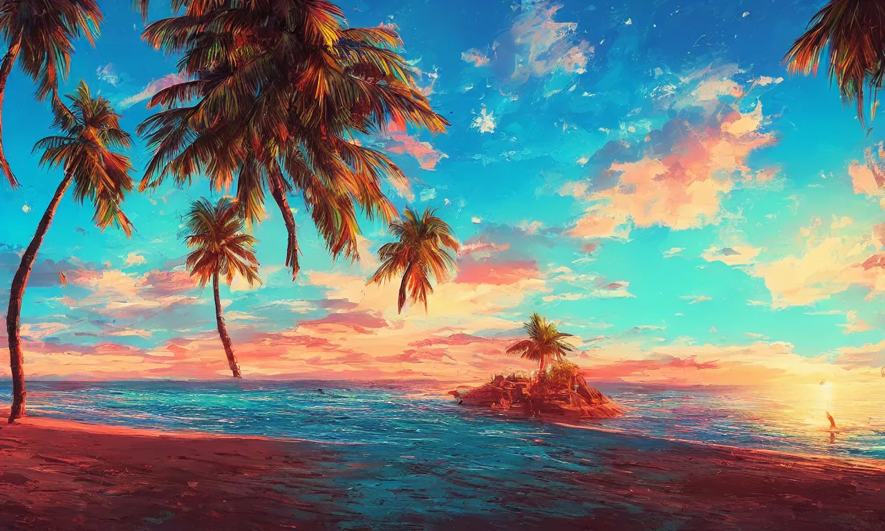 Image similar to paradise beach by alena aenami artworks in 4 k