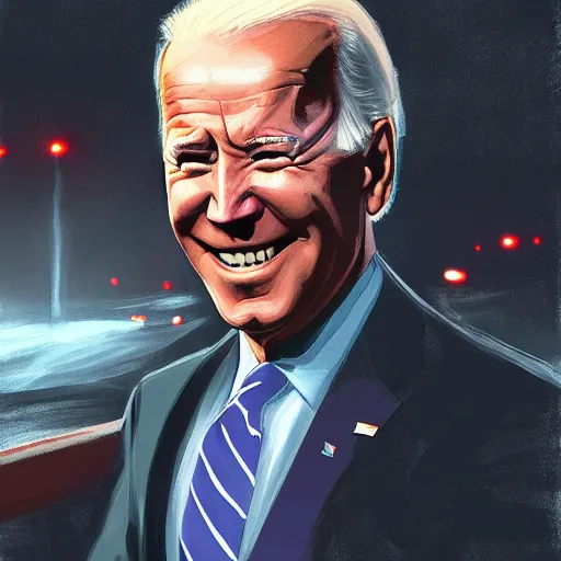 Image similar to joe biden smiling while behind him the world is burning, dramatic lighting, cinematic, establishing shot, extremly high detail, photorealistic, cinematic lighting, artstation, style by James Gurney