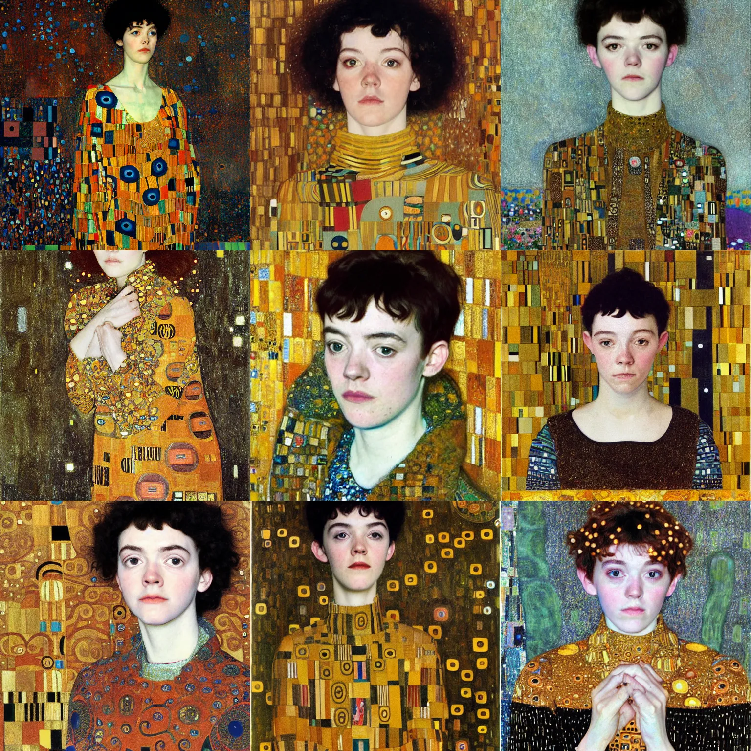 Prompt: a portrait of female asa Butterfield by gustav klimt