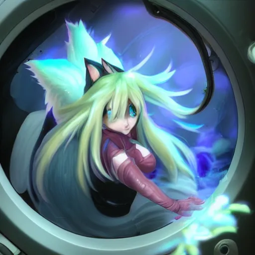 Prompt: ahri in the washing machine