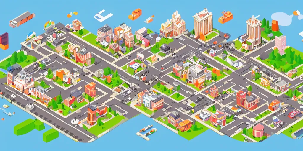 Image similar to cute isometric city