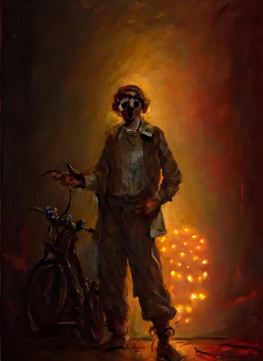 Image similar to illustration by gaston bussiere, gerome, craig mullins, greg rutkowski, john singer sargent. portrait of eddie munson joseph quinn, stranger things. 8 ß's neon retro. lights, glow, magical. dark background.