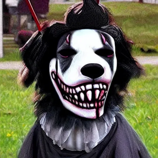 Image similar to a canine Pennywise,scary, realistic