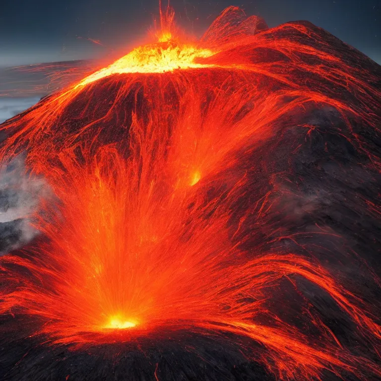 Prompt: a volcanic eruption looks like a beautiful mountain, from which flowers and stars, exotic plants come out instead of lava, all this happens in some kind of fantasy world, almost like in the sky or all in the amazing outdoors view, long exposure, 8 k resolution, trending on artstation