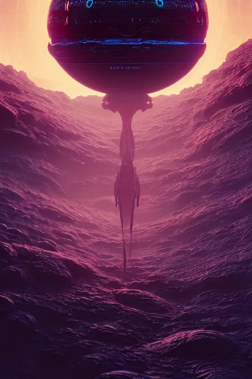 Image similar to alien intelligence, creating a universe inside a sphere, intricate detailed environment, photorealistic!, octane render, mechanical, concept art, cinematic lighting, digital art, interstellar, hyper realism, sharp, cyberpunk, 8 k, de dia los muertos. by angus mckie, moebius, maciej kuciara