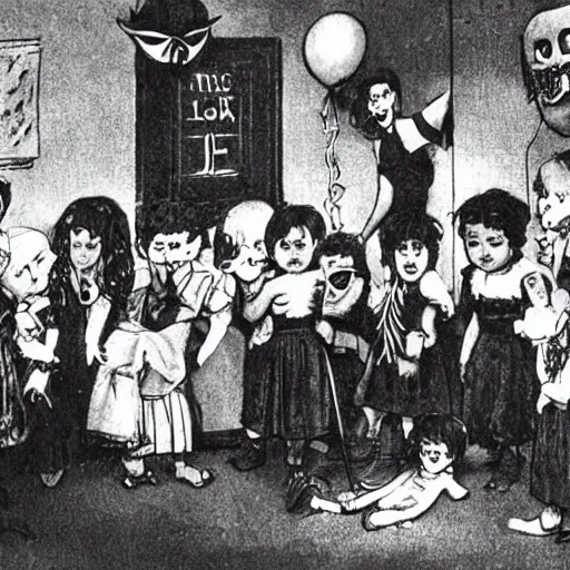 Prompt: the eldritch terror at a children’s birthday party