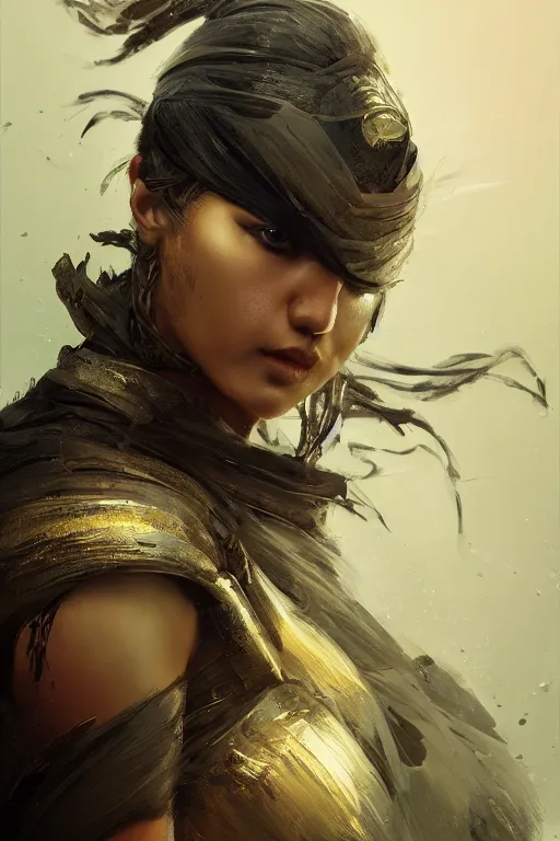 Image similar to powerfull and fierce ninja, close - up portrait, fierce, intricate, elegant, volumetric lighting, scenery, digital painting, highly detailed, artstation, sharp focus, illustration, concept art, ruan jia, steve mccurry