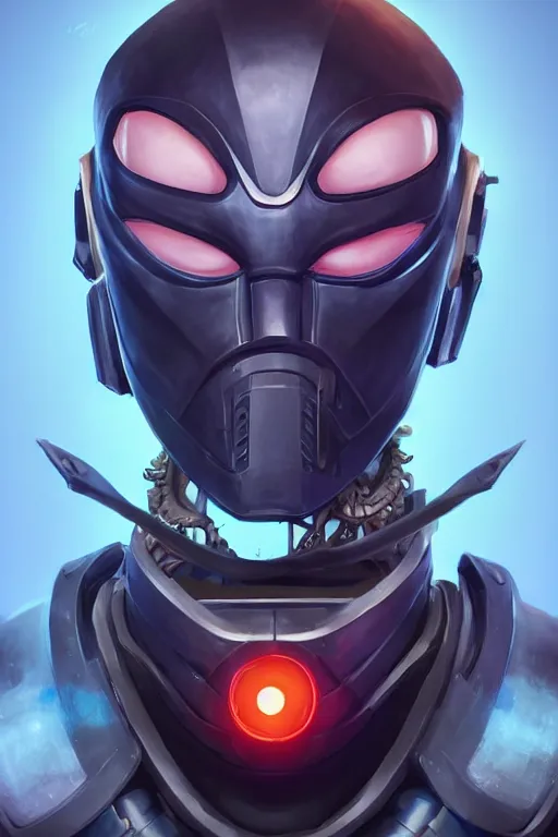 Image similar to epic mask helmet robot ninja portrait stylized as fornite style game design fanart by concept artist gervasio canda, behance hd by jesper ejsing, by rhads, makoto shinkai and lois van baarle, ilya kuvshinov, rossdraws global illumination radiating a glowing aura global illumination ray tracing hdr render in unreal engine 5