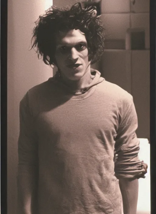 Prompt: high school year book photo of a frankenstien from the movie alien as an awkward teenager, film shot, portrait photography, soft lighting, soft focus, ironic, 1 9 8 0's, 2 4 mm iso 8 0 0