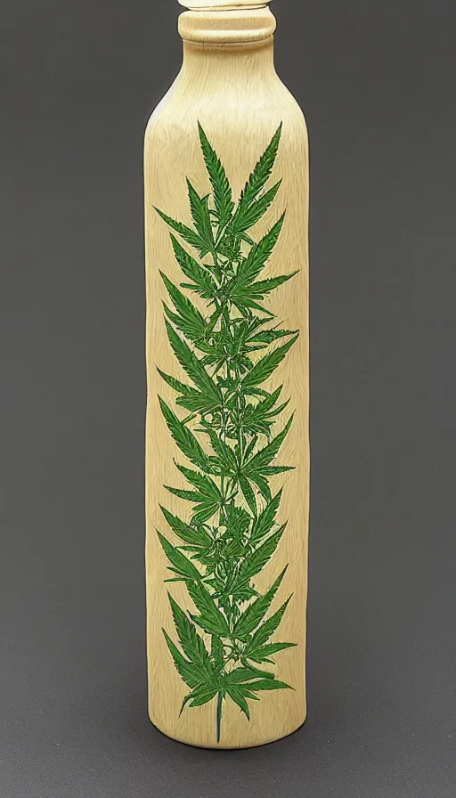 Image similar to vertical bottle with weed inside covered in gift lent symmetric art