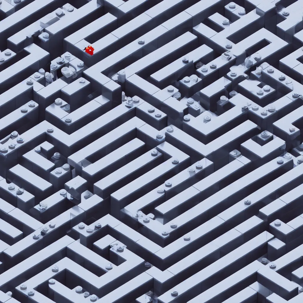 Image similar to wimmelbilder maze made of lego, isometric, octane render, unreal engine