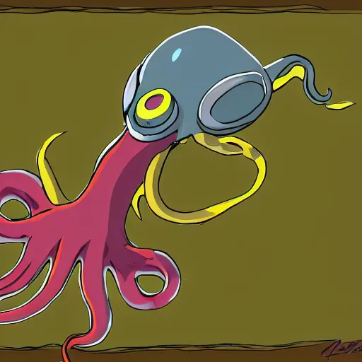 Prompt: octorok from legend of zelda, octopus with large snout that shoots rocks,