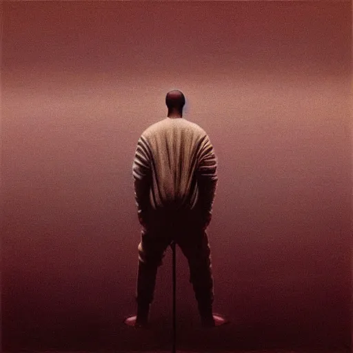 Prompt: kanye west album cover made by Zdzisław Beksiński, smooth 8k beautiful scene