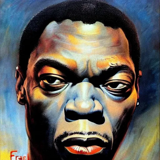 Image similar to portrait of fela kuti by frank frazetta, very detailed, 4 k