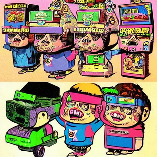 Prompt: “ garbage pail kids, hyper realistic video game concept art, 1 9 8 0 s. ”