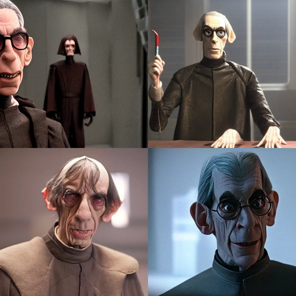 Prompt: richard belzer as snoke from star wars