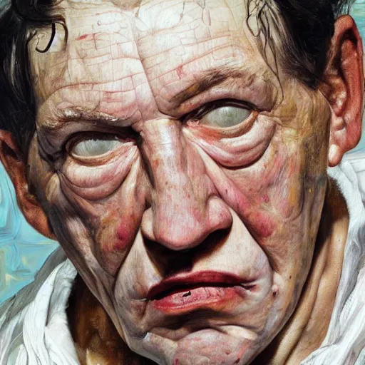 Image similar to high quality high detail painting by lucian freud and jenny saville, hd, celebrity, turquoise