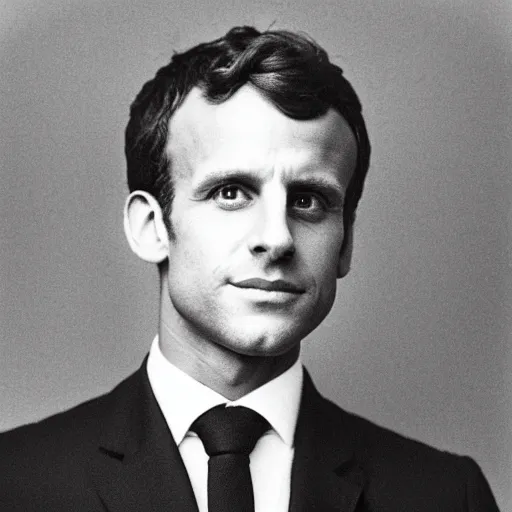 Image similar to photograph of emmanuel macron by edwardian, male, 1 9 0 0 s, 1 9 1 0 s, grainy, slightly blurry, faded, realistic face