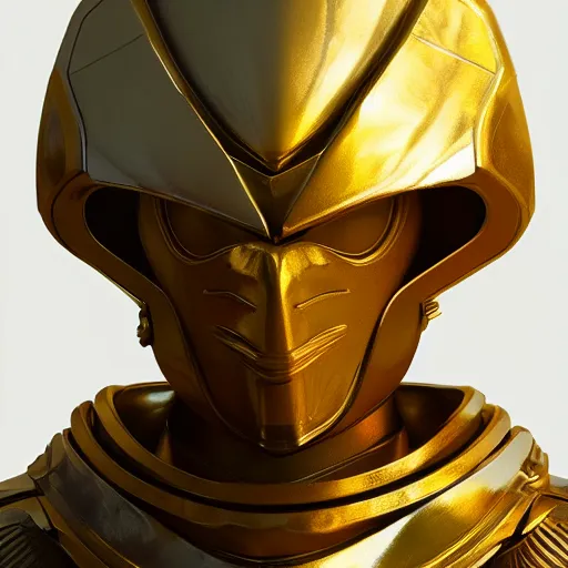 Image similar to portrait of armour gold statue reflect chrome, 8 k uhd, unreal engine, octane render in the artstyle of finnian macmanus, john park and greg rutkowski