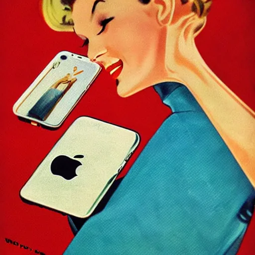 Image similar to 1 9 5 0's iphone advertisement, digital art