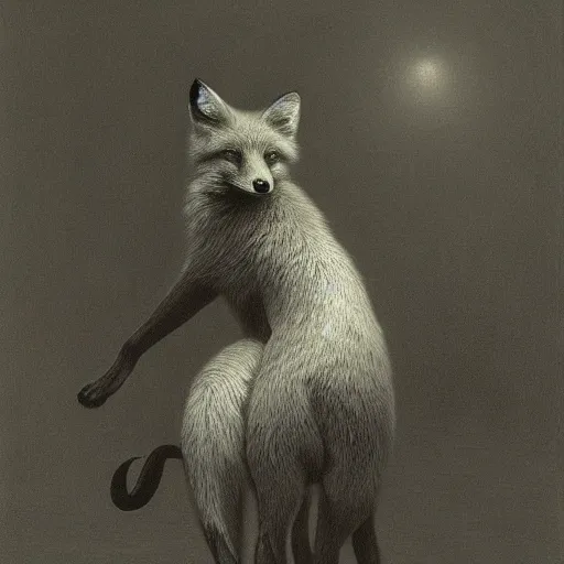 Prompt: fox by zdzisław beksiński