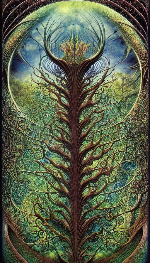 Image similar to tree of life by roger dean and andrew ferez, art forms of nature by ernst haeckel, divine chaos engine, symbolist, visionary, art nouveau, botanical fractal structures, organic, detailed, realistic, surreality