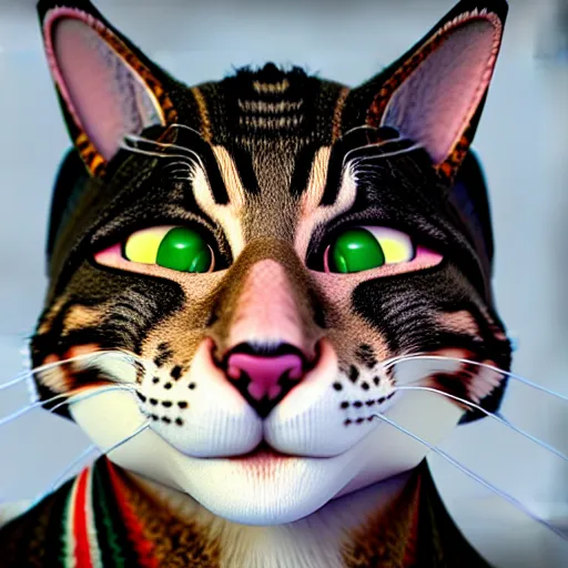 Prompt: A 3d render of 😍 cat, digital art, octane render, 8k resolution, character design, wes anderson color palette, film grain, unreal engine