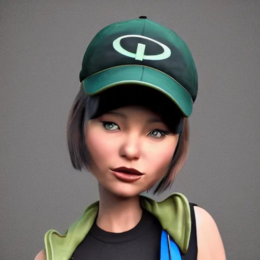 Image similar to a cartoon girl with a baseball cap on her head, vector art by jaeyeon nam, cgsociety, digital art, chibi, rendered in maya, daz 3 d, zbrush