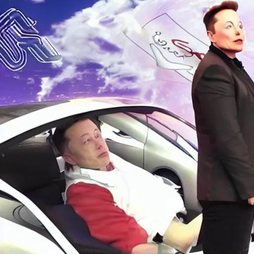 Prompt: Elon Musk tesla anime