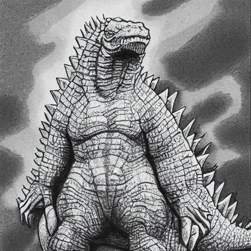 Image similar to godzilla drawn david mckean