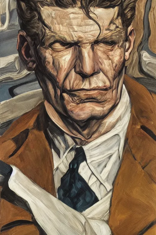 Prompt: Beast (Dr. Henry Philip Hank McCoy) from the X-Men by Lucian Freud