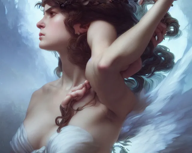 Image similar to photography of anne - louis girodet, deep focus, d & d, fantasy, intricate, elegant, highly detailed, digital painting, artstation, concept art, matte, sharp focus, illustration, hearthstone, art by artgerm and greg rutkowski and alphonse mucha