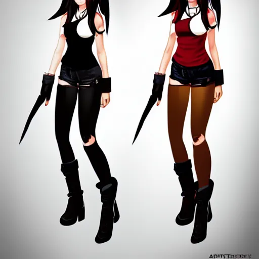 Image similar to full body concept of tifa lockhart, trending on artstation